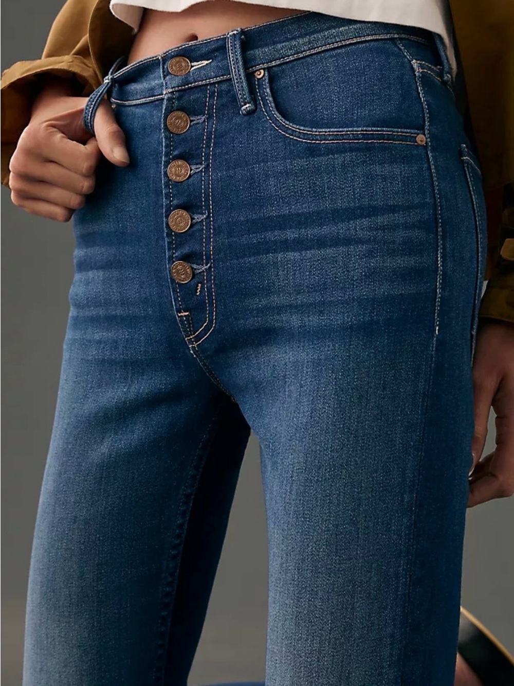 Mother The Pixie Rider Ankle High Rise Button-Fly Women's Jeans - Picture 3 of 13
